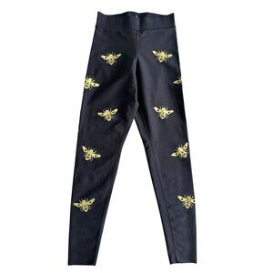 ULTRACOR Bee Print Floral Black Workout Training Leggings Size M